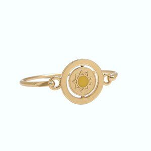 Carolee Yellow Sun Gold Tone Double Sided Charm Bangle Bracelet